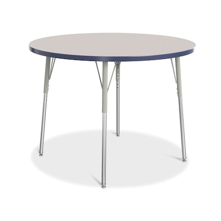 Jonti-Craft Berries Round Activity Table, 42 in. Diameter, A-height, Freckled Gray/Navy/Gray 6468JCA112